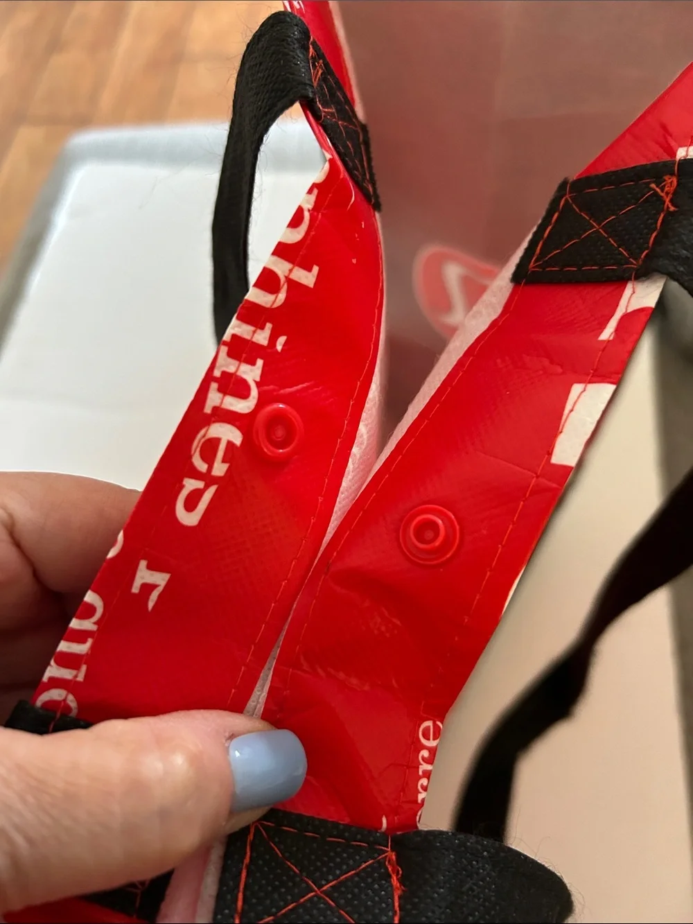 Lululemon Red Graphic manifestos Tote Bag in French large size tote